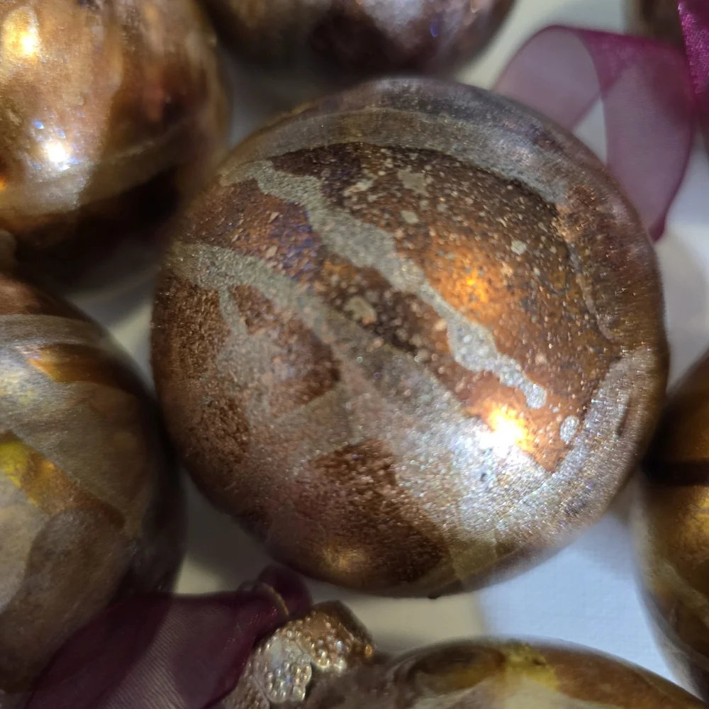 9 HANDCRAFTED Glass Ornaments HANDPAINTED Holiday Decorations Christmas Decor